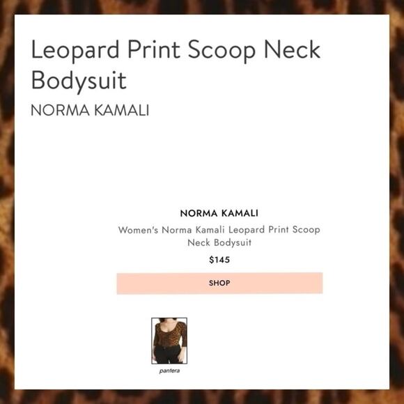 #T163 NWOT NORMA KAMALI Women's Pantera Leopard Print Scoop Neck Bodysuit $145 - Picture 6 of 16